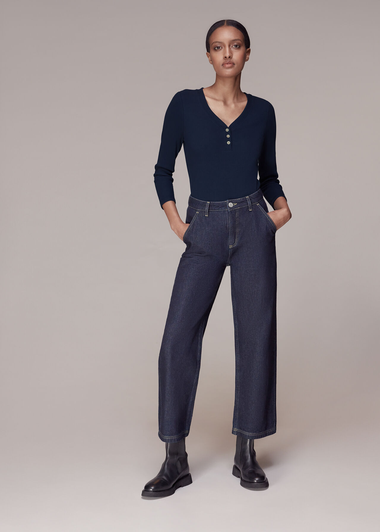 Paiton Ribbed Button Front Top